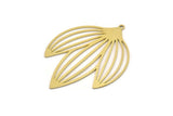 Brass Leaf Charm, 2 Raw Brass Leaf Charms With 1 Loop, Charm Pendants (45x34x0.60mm) SMP0975