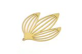 Brass Leaf Charm, 2 Raw Brass Leaf Charms With 1 Loop, Charm Pendants (45x34x0.60mm) SMP0975