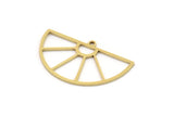Semi Circle Charm, 6 Raw Brass Half Moon Charms With 1 Loop, Findings (18x30x0.80mm) SMP0976