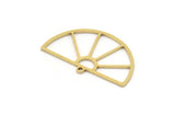 Semi Circle Charm, 6 Raw Brass Half Moon Charms With 1 Loop, Findings (18x30x0.80mm) SMP0976