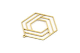 Brass Hexagon Charm, 2 Raw Brass Hexagon Shaped Charms With 1 Loop, Earring Findings, Geometric Charms (37x30x0.80mm) SMP0978