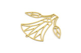 Brass Flower Charm, 2 Raw Brass Flower Shaped Charms With 1 Loop, Findings (40x48x0.60mm) SMP0980