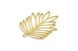 Brass Leaf Charm, 4 Raw Brass Branch Charms With 1 Loop, Charm Pendants (40x32x0.60mm) SMP0981