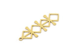 Brass Ethnic Charm, 10 Raw Brass Ethnic Motif Charms With 1 Loop, Earring Charms (33x11x0.60mm) SMP0989 A6370