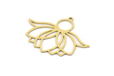 Brass Flower Charm, 4 Raw Brass Lotus Flower Charms With 1 Loop, Findings (26x34x0.60mm) SMP0991 SY0319