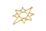 Brass Pole Star Charm, 6 Raw Brass, Brass Charms, Brass Pole Star Charms With 1 Loop (35x26x0.60mm) SMP0994