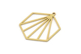 Brass Hexagon Charm, 4 Raw Brass Hexagon Shaped Charms With 1 Loop, Earring Findings, Geometric Charms (32x26x0.80mm) SMP0996