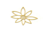 Brass Flower Charm, 4 Raw Brass Flower Charms, Charm Pendants (39x31x0.60mm) SMP0997
