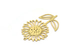 Brass Flower Charm, 4 Raw Brass Sunflower Shaped Charms With 1 Loop, Earring Charms (39x25x0.60mm) SMP0999