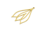 Brass Flower Charm, 6 Raw Brass Flower Shaped Charms With 1 Loop, Findings (34x20x0.60mm) SMP1000