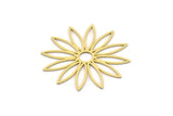 Brass Flower Charm, 4 Raw Brass Flower Charms, Charm Pendants (36x34x0.60mm) SMP1001