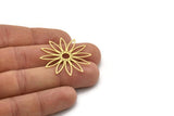 Brass Flower Charm, 4 Raw Brass Flower Charms, Charm Pendants (36x34x0.60mm) SMP1001
