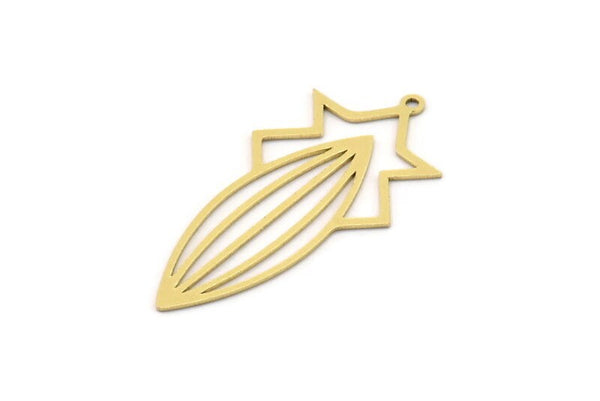 Brass Marquise Charm, 6 Raw Brass Marquise Charms With 1 Loop, Earrings, Pendants (37x18x0.60mm) SMP1002