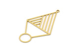 Brass Diamond Charm, 4 Raw Brass Diamond Shaped Charms With 1 Loop, Pendant Findings (42x24x0.60mm) SMP1003
