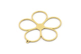 Brass Flower Charm, 4 Raw Brass Flower Shaped Charms With 1 Loop, Findings (33x32x0.80mm) SMP1006
