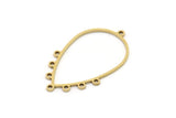 Brass Drop Charm, 4 Raw Brass Drop Charms With 8 Loops, Earrings, Findings (34x19x0.80mm) SMP1007