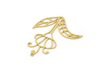 Brass Flower Charm, 4 Raw Brass Flower Shaped Charms With 1 Loop, Findings (43x35x0.60mm) SMP1008