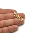 Brass Leaf Charm, 12 Raw Brass Branch Charms With 1 Loop, Charm Pendants (38x12x0.60mm) SMP1009