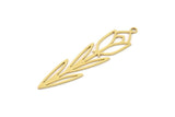 Brass Flower Charm, 8 Raw Brass Flower Shaped Charms With 1 Loop, Findings (43x10x0.60mm) SMP1014