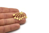 Brass Fringed Charm, 4 Raw Brass Fringe Shaped Charms With 1 Loop, Findings (32x38x0.80mm) SMP1017