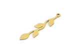 Brass Leaf Charm, 12 Raw Brass Branch Charms With 1 Loop, Charm Pendants (34x8x0.80mm) SMP1018