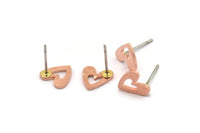 Copper Heart Earring, 10 Raw Copper Heart Stud Earrings (8x1mm) M03394 A2765
