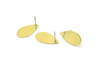 Brass Drop Earring, 6 Raw Brass Drop Stud Earrings (20x11x0.80mm) M03400 A1539
