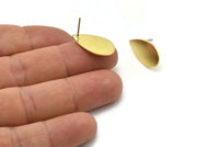 Brass Drop Earring, 6 Raw Brass Drop Stud Earrings (20x11x0.80mm) M03400 A1539