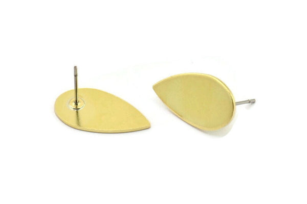Brass Drop Earring, 6 Raw Brass Drop Stud Earrings (20x11x0.80mm) M03400 A2680