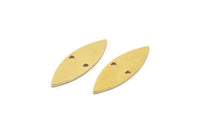 Brass Marquise Connector, 24 Raw Brass Marquise Connectors With 2 Holes (18x6x0.60mm) A2715