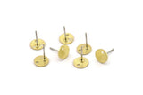 Brass Round Earring, 12 Textured Raw Brass Round Stud Earrings With 1 Hole (8x0.80mm) M339 A3667