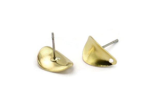Brass Drop Charm, 12 Raw Brass Twisted Drop Stud Earrings (12x8mm) Brs 771 A0271 A1688