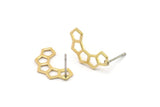 Pirinç Petek Küpe, 12 Ham Pirinç Yarı Petek Küpe (17x9,5x5x0,8 mm) E049 A4882
