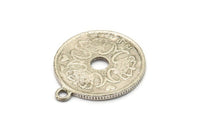 Danimarka Madeni Para Tılsımı, Antik Gümüş Kaplama Pirinç Madeni Para Tılsımı, 1 Halka, Kolye Uçları, Bulgular (27x2mm) N0191