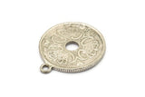 Danimarka Madeni Para Tılsımı, Antik Gümüş Kaplama Pirinç Madeni Para Tılsımı, 1 Halka, Kolye Uçları, Bulgular (27x2mm) N0191
