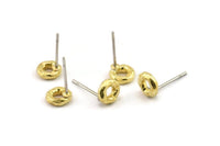 Pirinç Yuvarlak Küpe, 12 Ham Pirinç Daire Küpe (6x2mm) N2425