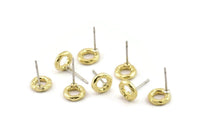 Brass Round Earring, 10 Raw Brass Circle Stud Earrings (8x2mm) N2424