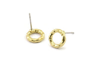 Brass Round Earring, 8 Raw Brass Circle Stud Earrings (10x2mm) N2436