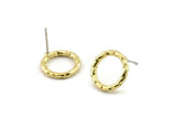 Brass Round Earring, 6 Raw Brass Circle Stud Earrings (14x2mm) N2431