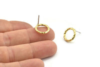 Brass Round Earring, 6 Raw Brass Circle Stud Earrings (14x2mm) N2431