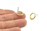 Brass Round Earring, 6 Raw Brass Circle Stud Earrings (14x2mm) N2431