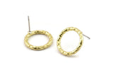Brass Round Earring, 4 Raw Brass Circle Stud Earrings (16x2mm) N2437