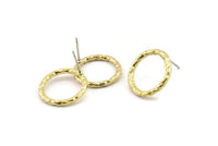Brass Round Earring, 4 Raw Brass Circle Stud Earrings (18x2mm) N2440