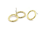 Brass Round Earring, 4 Raw Brass Circle Stud Earrings (18x2mm) N2440