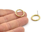 Brass Round Earring, 4 Raw Brass Circle Stud Earrings (18x2mm) N2440