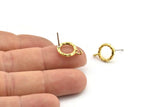 Brass Round Earring, 6 Raw Brass Circle Stud Earrings (12x2mm) N2432