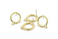 Brass Round Earring, 6 Raw Brass Circle Stud Earrings (16x2mm) N2429