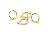 Brass Round Earring, 6 Raw Brass Circle Stud Earrings (16x2mm) N2429
