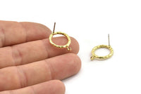 Brass Round Earring, 6 Raw Brass Circle Stud Earrings (16x2mm) N2429
