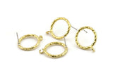 Brass Round Earring, 4 Raw Brass Circle Stud Earrings (18x2mm) N2433